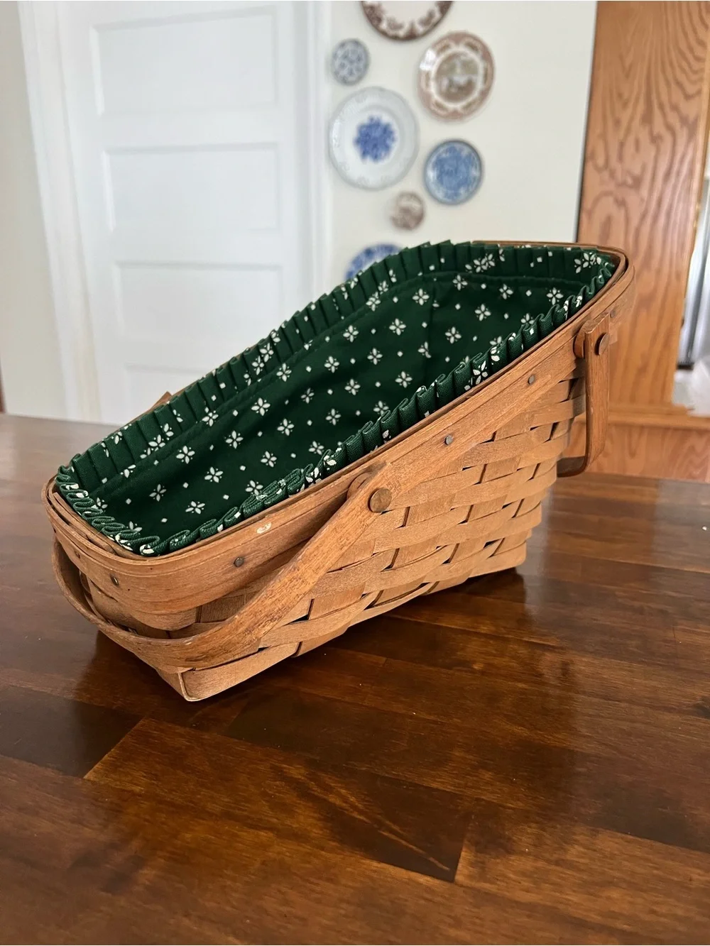 Longaberger, Vegetable Basket, Heritage Green Fabric Liner, 1985